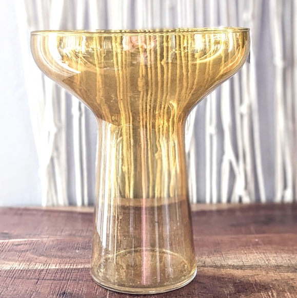 Blenko no label Handmade Blenko Glass Yellow gold amber wide mouth 9" - Picture 3 of 4